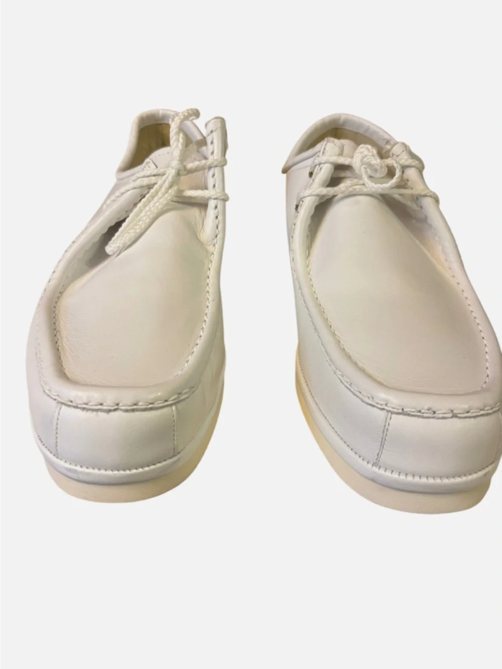 Johnston & Murphy Men's White Bucks VTG USA Made Moc Toe Derby Shoes Sz 8W